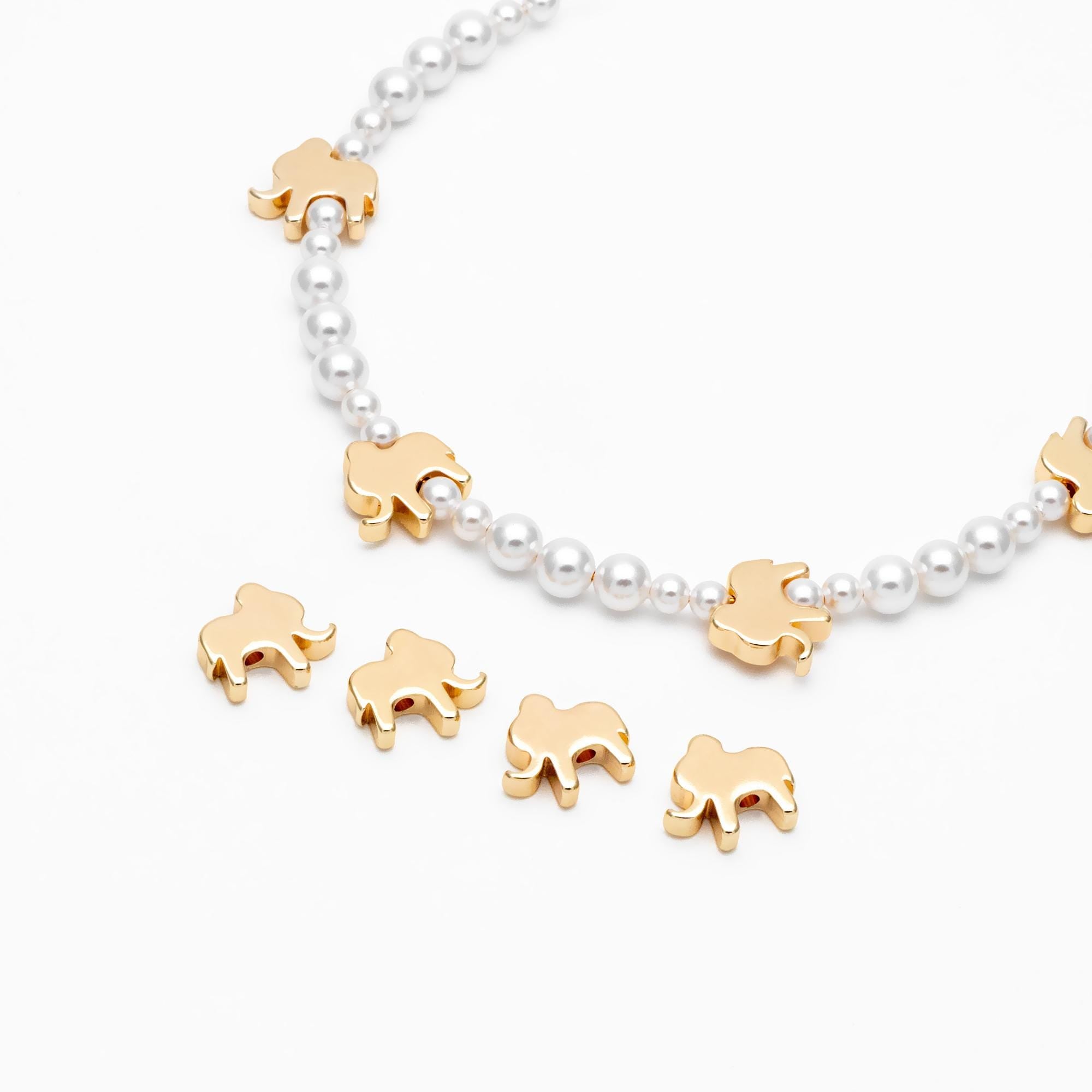 10pcs Gold Elephant Spacer Beads 11x12mm, Jewelry Making, Diy Material, Jewelry Supplies (GB-2153)